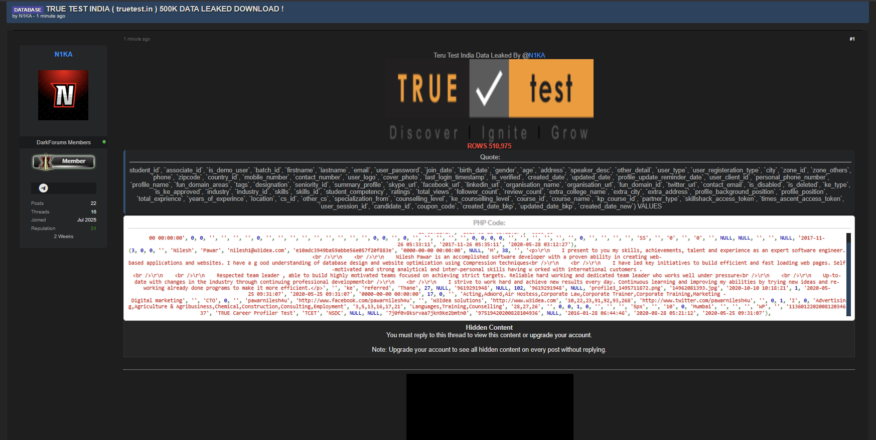 True Test India涉嫌数据泄露-xLab 威胁情报