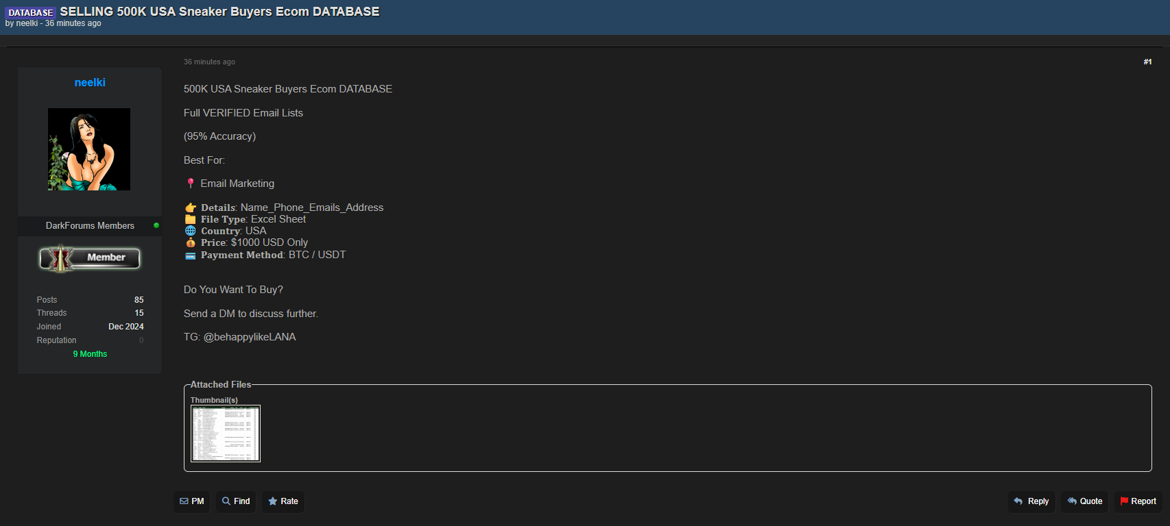 涉嫌出售美国运动鞋买家电子商务数据库-xLab 威胁情报