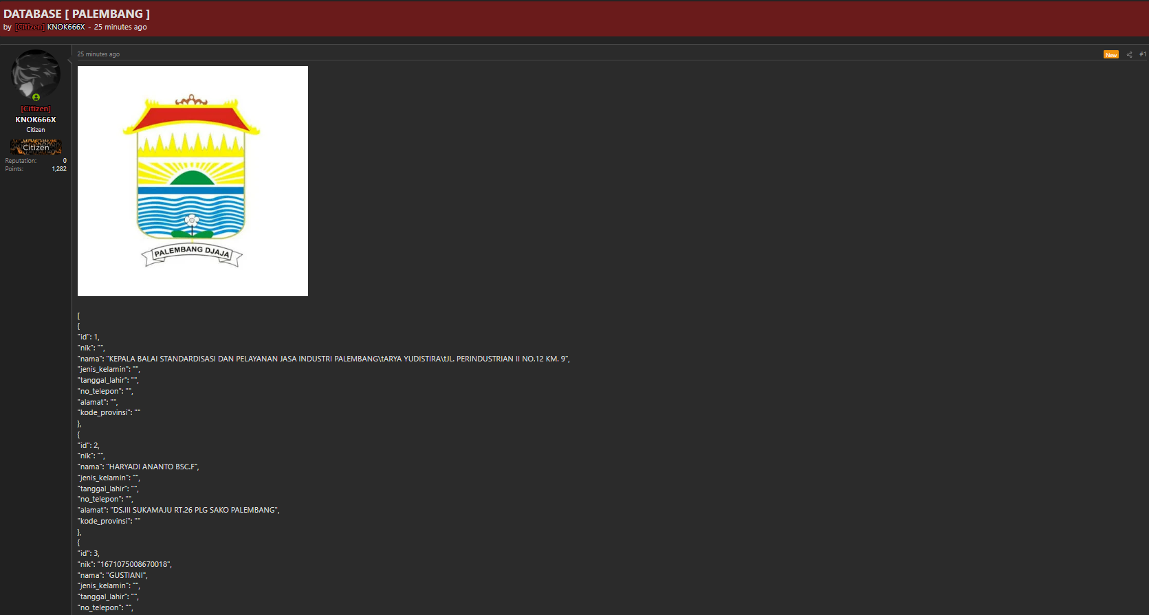 Alleged data breach of Palembang City Government-xLab 威胁情报