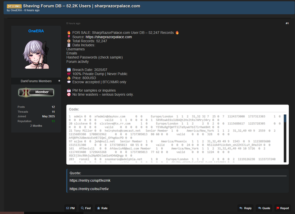 夏普剃刀宫涉嫌数据销售-xLab 威胁情报