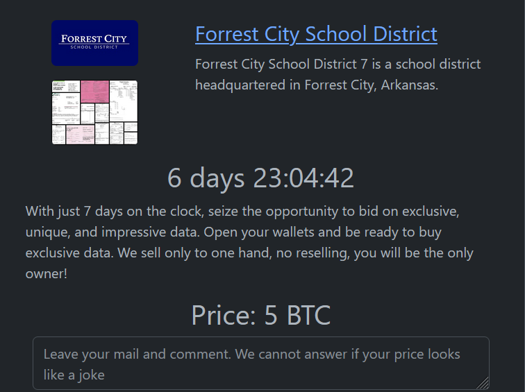 福里斯特市学区成为RHYSIDA勒索软件的受害者-xLab 威胁情报