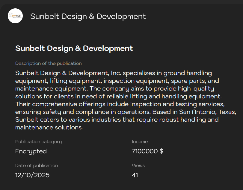 Sunbelt Design and Development成为Sinobi勒索软件的受害者-xLab 威胁情报