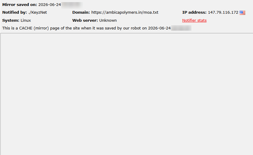 ./KeyzNet targets the website of Ambica Polymers-xLab 威胁情报