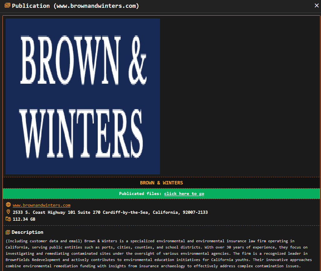 Brown和温特斯环境法成为DragonForce勒索软件的受害者-xLab 威胁情报
