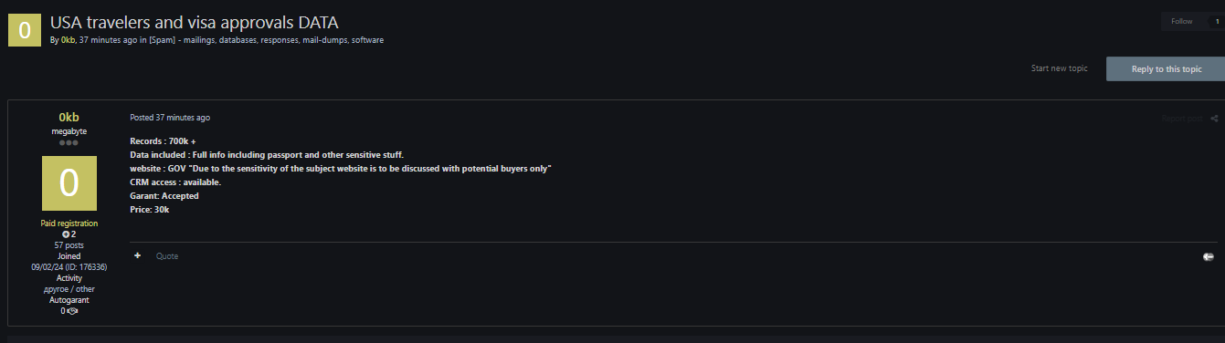 涉嫌泄露美国旅客和签证审批数据-xLab 威胁情报