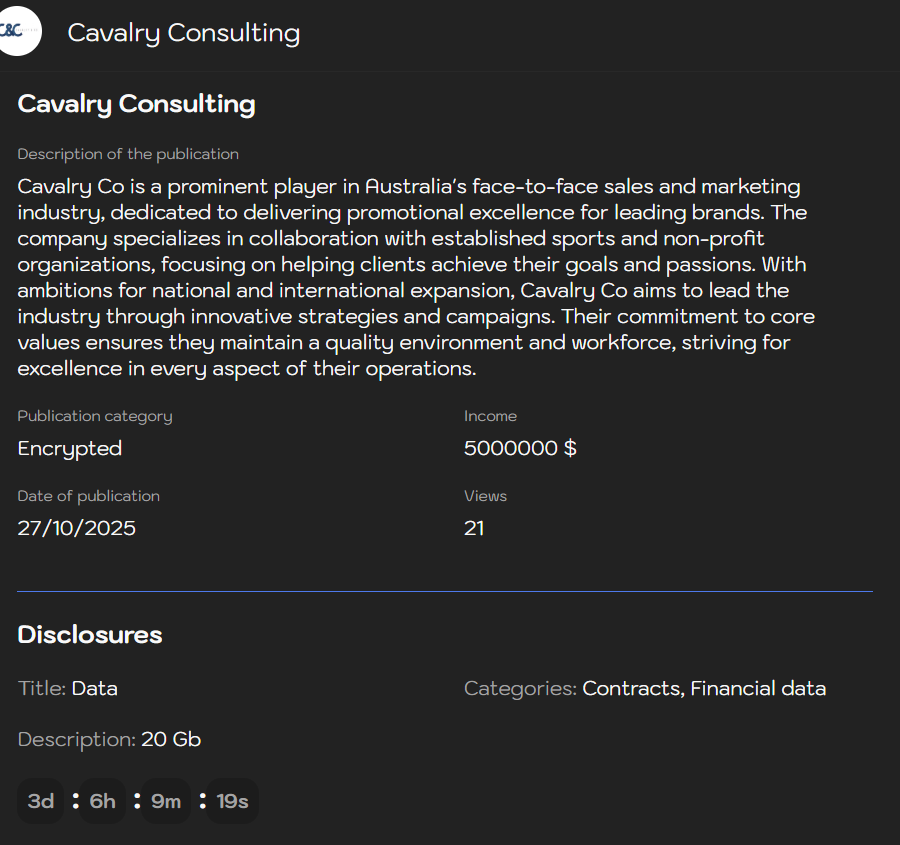 Cavalry Consulting LLC成为Sinobi勒索软件的受害者-xLab 威胁情报