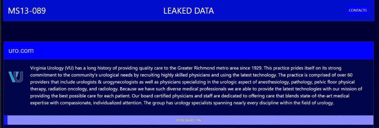 Virginia Urology将victim降至MS13-089勒索软件-xLab 威胁情报