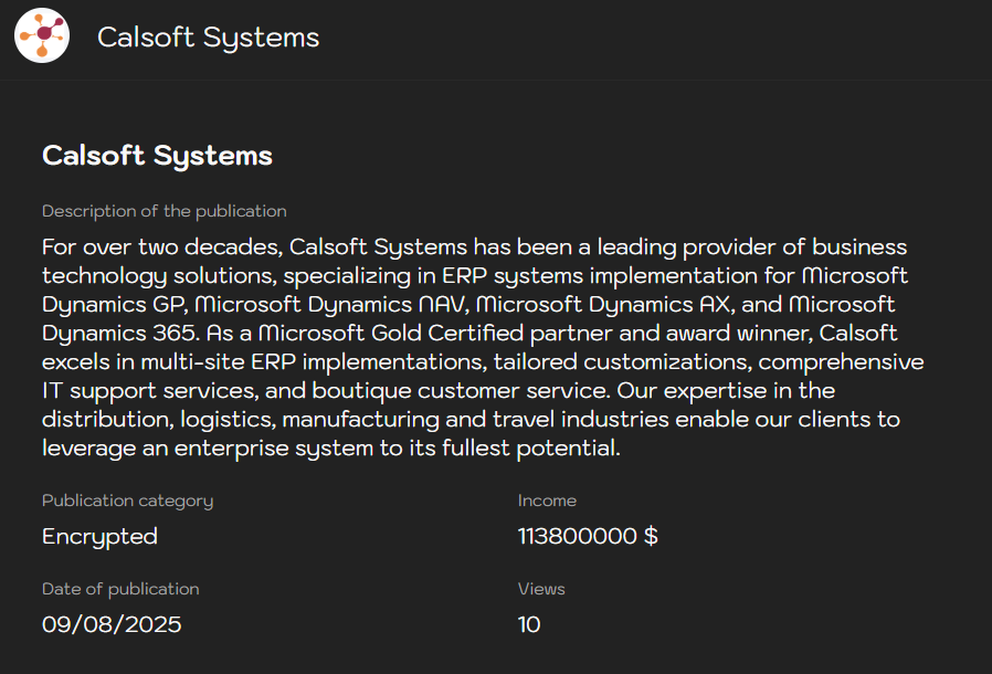 Calsoft Systems成为Sinobi勒索软件的受害者-xLab 威胁情报