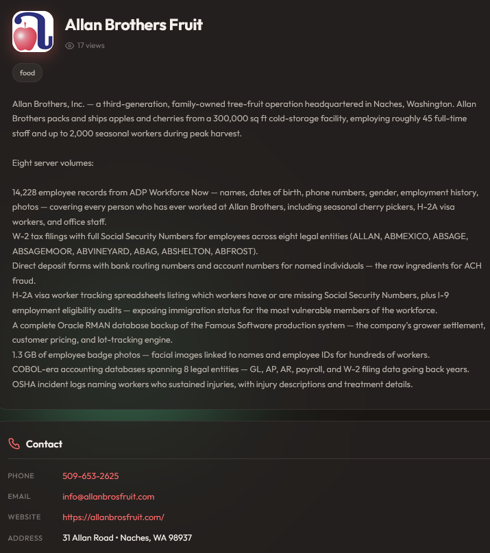 Allan Brothers, Inc. falls victim to Aur0ra Ransomware-xLab 威胁情报