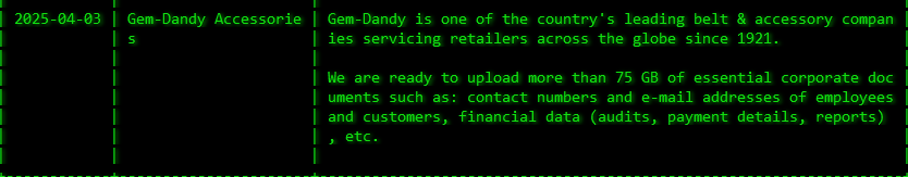 Gem-Dandy Accessories成为Akira勒索软件的受害者-xLab 威胁情报