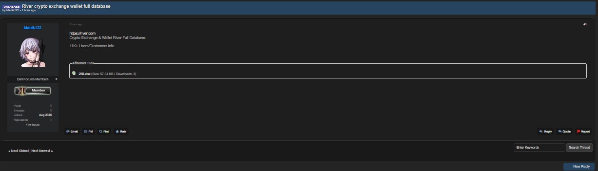 River Crypto Exchange涉嫌数据外泄-xLab 威胁情报