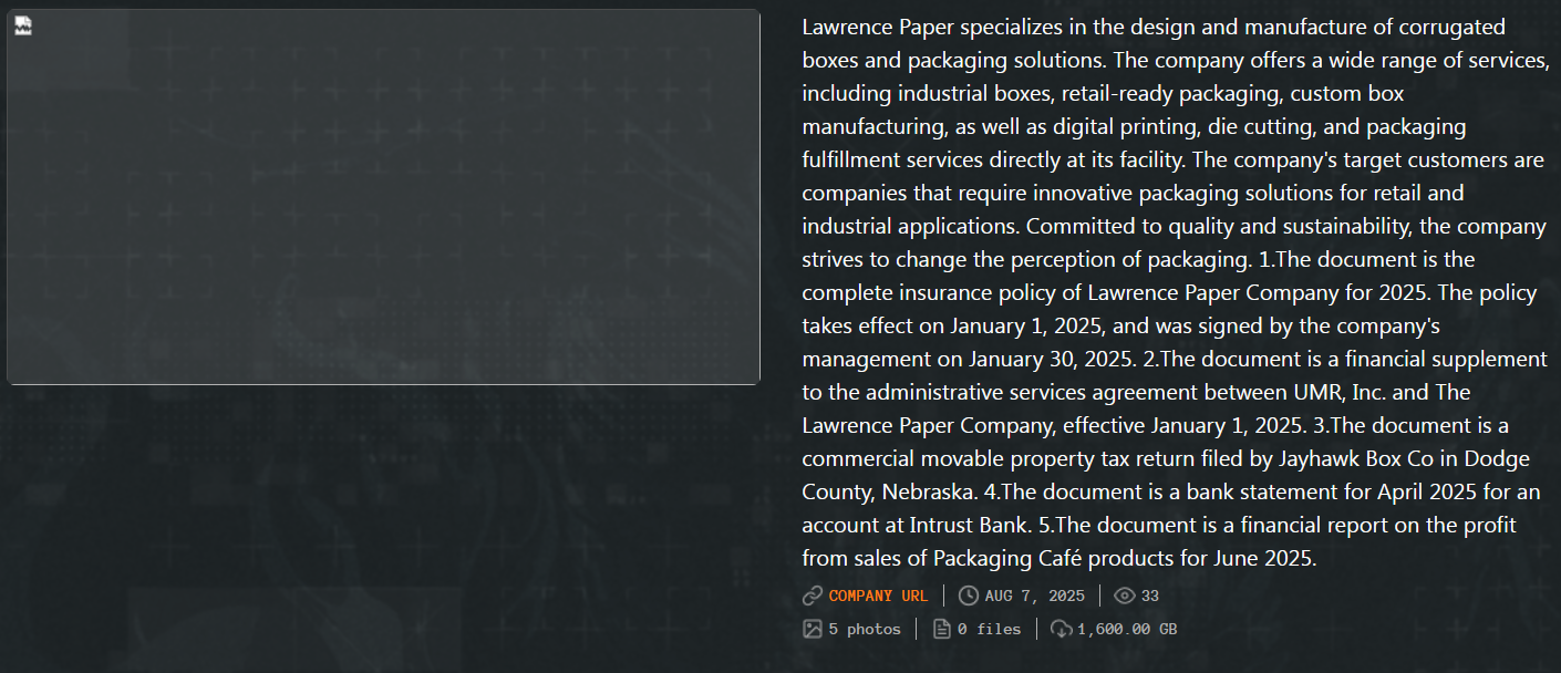 Lawrence造纸公司成为Qilin勒索软件的受害者-xLab 威胁情报
