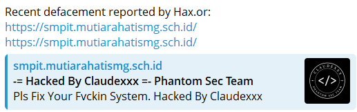 Hax.or targets the website of Pearl Heart Islamic Education Foundation Semarang-xLab 威胁情报