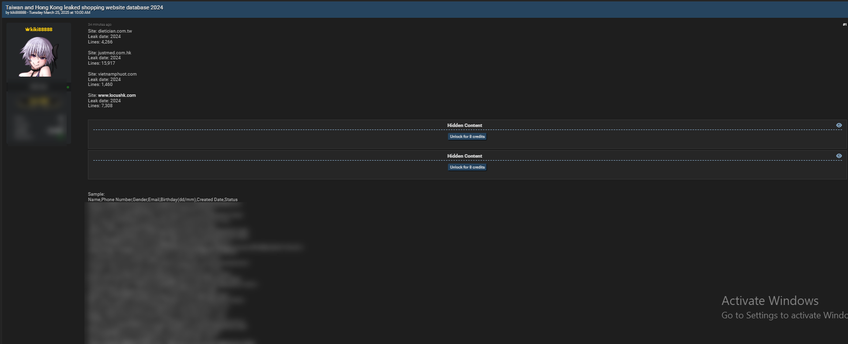 台湾、香港和越南网站涉嫌数据库泄露-xLab 威胁情报