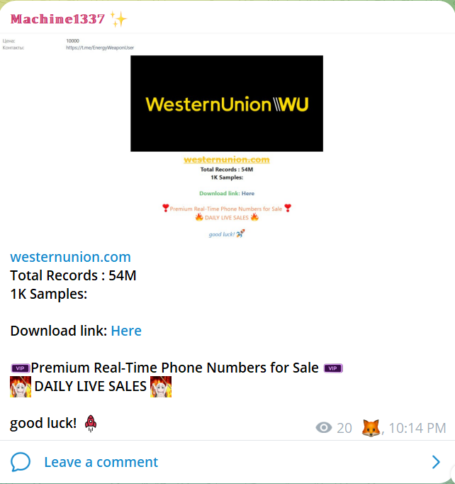 Union西部涉嫌数据泄露-xLab 威胁情报