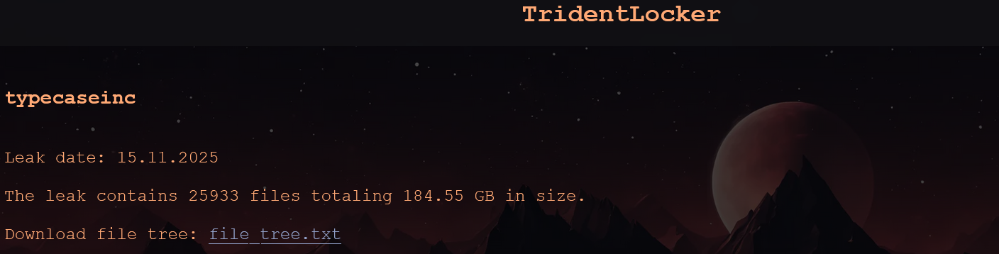 Typecase Marketing Resource,Inc成为TridentLocker勒索软件的受害者-xLab 威胁情报