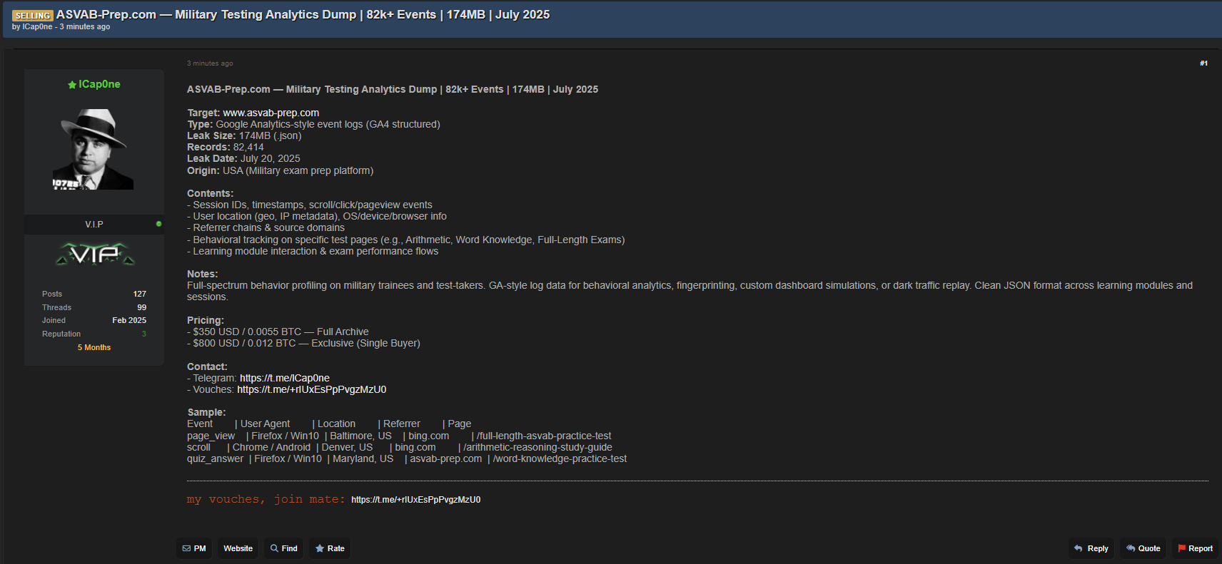 涉嫌出售ASVAB Prep数据-xLab 威胁情报
