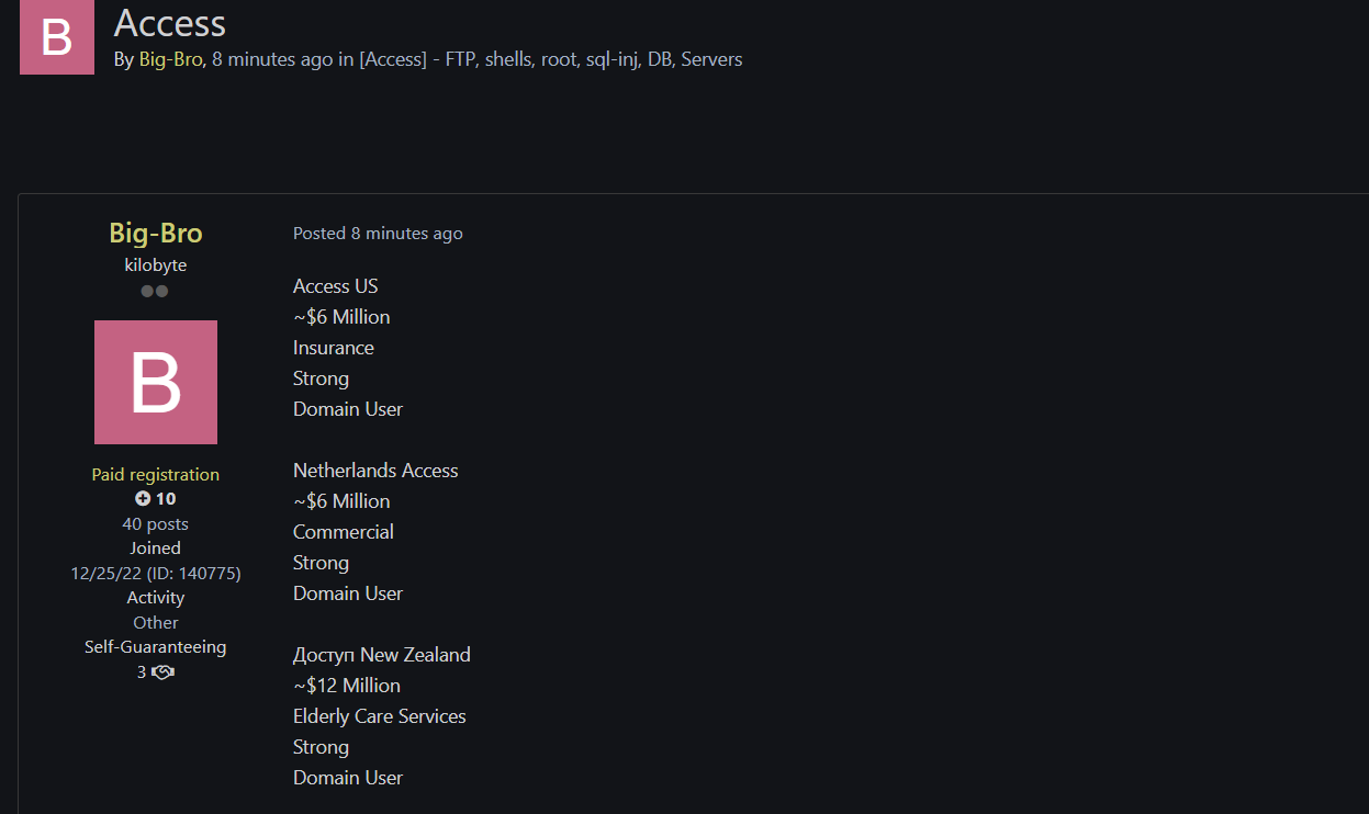 涉嫌向美国一家身份不明的Insurance公司出售未经授权的域名访问权-xLab 威胁情报