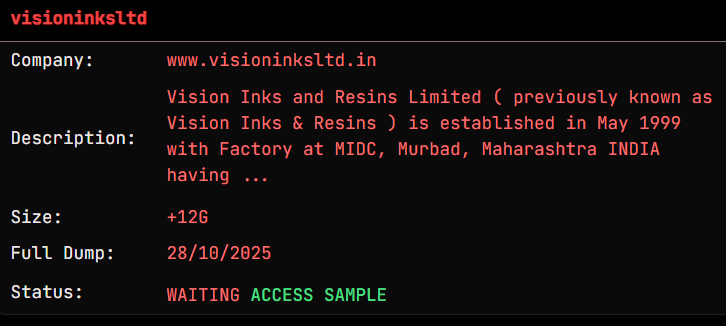 Vision Inks Ltd成为STORMOUS勒索软件的受害者-xLab 威胁情报