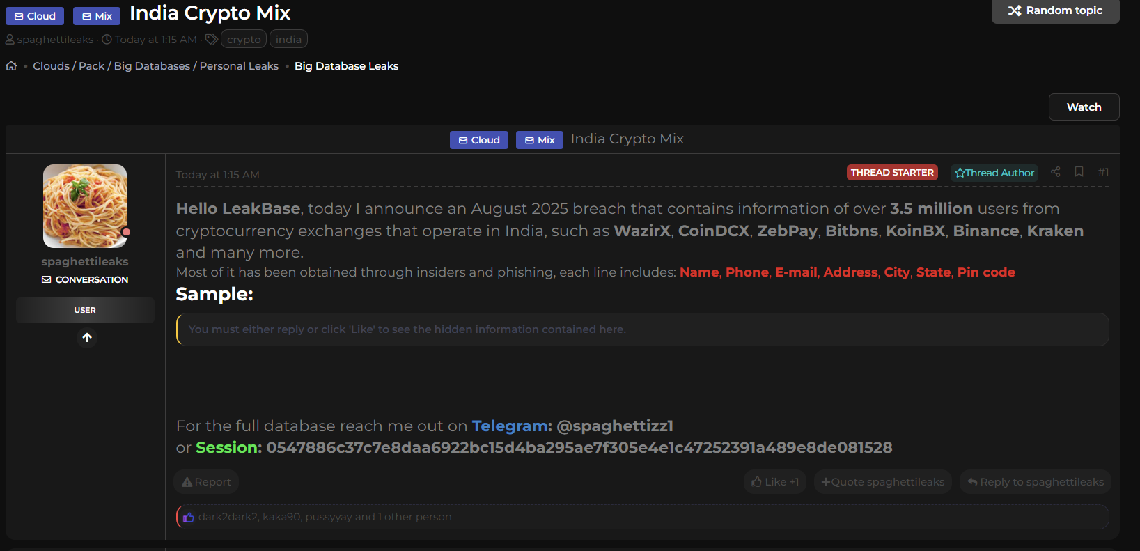 印度多家加密货币交易所涉嫌数据泄露-xLab 威胁情报