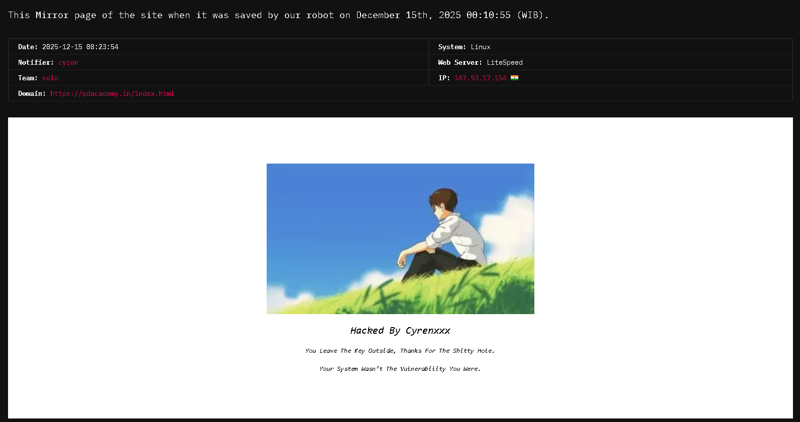 Solo的目标是警局的网站。学园高级中学-xLab 威胁情报