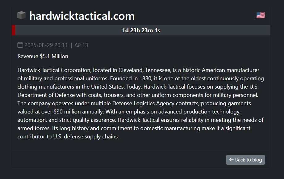 Hardwick Tactical成为SAFEPAY勒索软件的受害者-xLab 威胁情报
