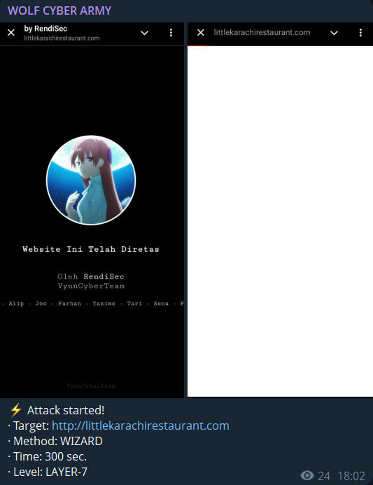 WOLF CYBER ARMY瞄准了小卡拉奇咖啡馆的网站-xLab 威胁情报