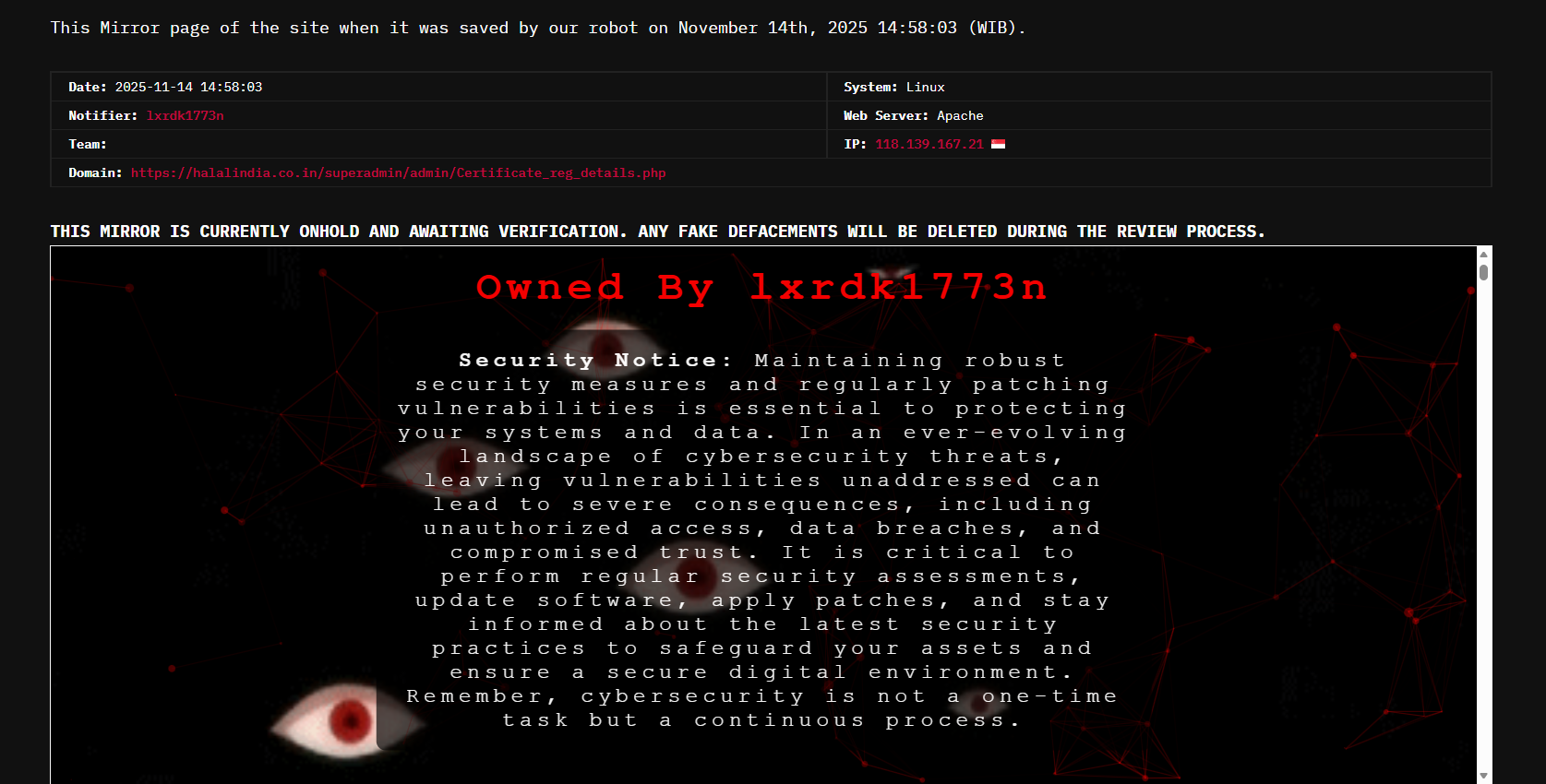lxrdk1773n针对清真印度私人有限公司的网站。-xLab 威胁情报