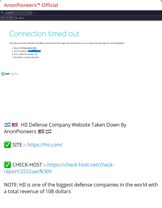 AnonPioneers瞄准Huntington Ingalls Industries网站-xLab 威胁情报