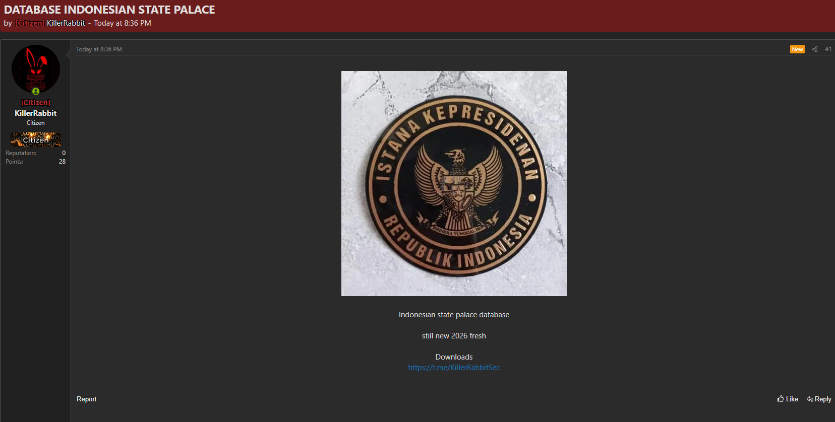 Alleged leak of the Indonesian State Palace data-xLab 威胁情报