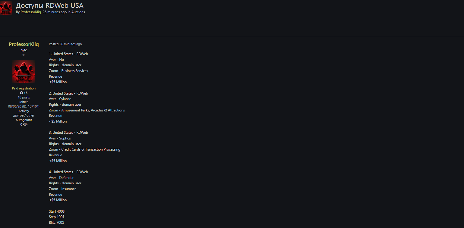 涉嫌向美国一个身份不明的娱乐和娱乐组织出售未经授权的访问权限-xLab 威胁情报