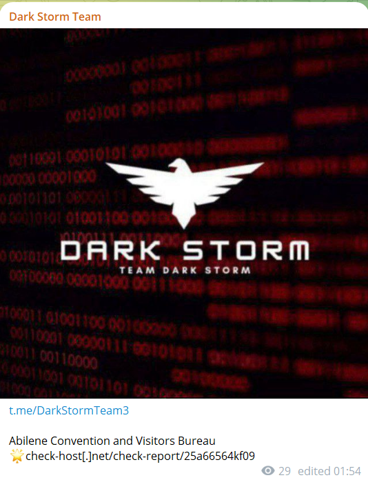 Dark Storm Team瞄准阿比林会议和旅游局网站-xLab 威胁情报