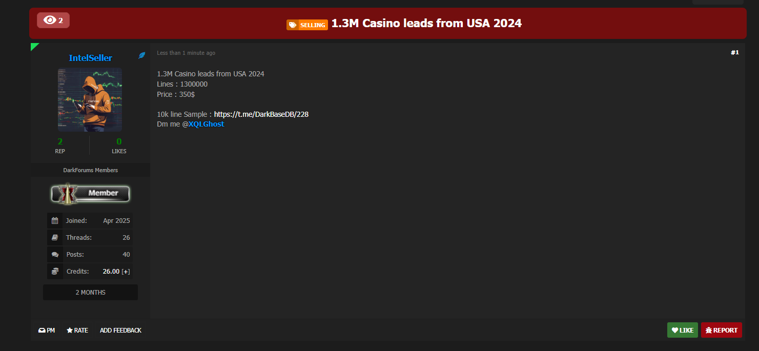 涉嫌出售来自美国的赌场线索-xLab 威胁情报