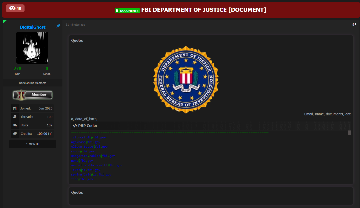 Federal调查局（FBI）涉嫌数据泄露-xLab 威胁情报