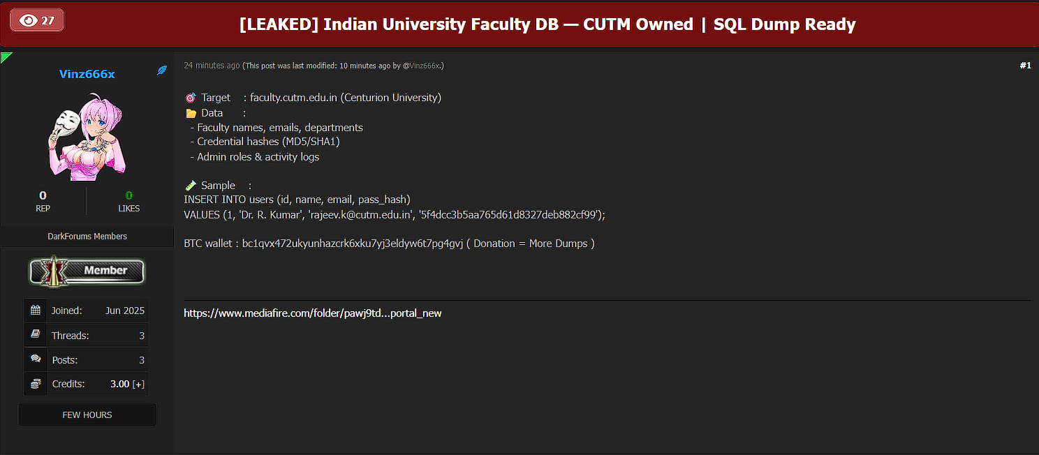 Centurion科技管理大学涉嫌数据外泄-xLab 威胁情报