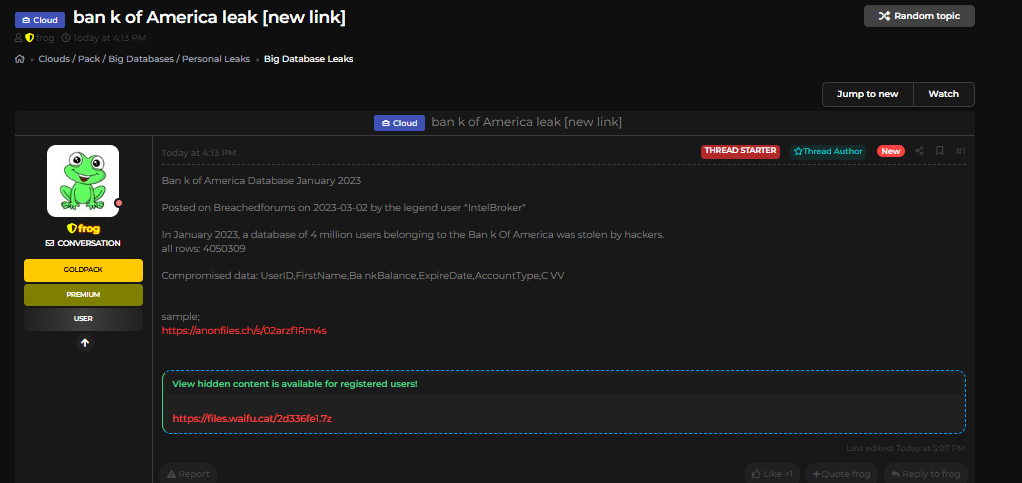 美银涉嫌数据泄露-xLab 威胁情报