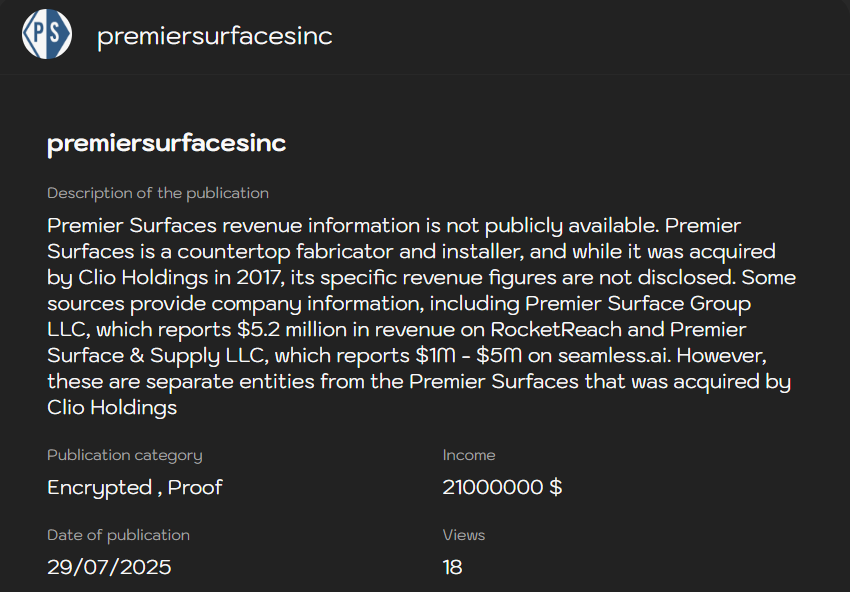 Premier Surfaces Inc成为LYNX勒索软件的受害者-xLab 威胁情报