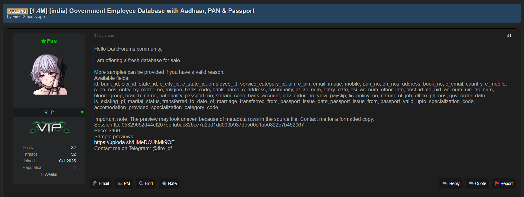 印度政府雇员数据库涉嫌泄露-xLab 威胁情报