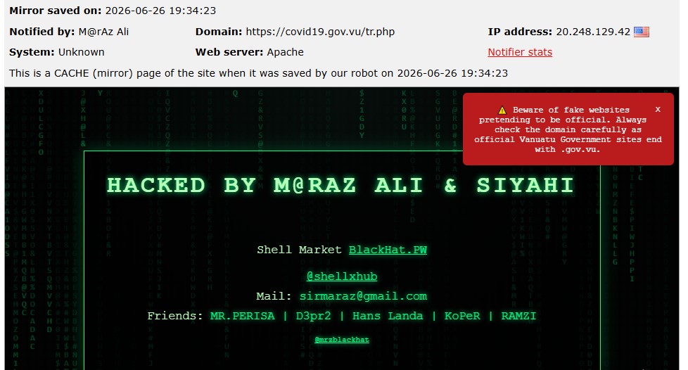 M@rAz Ali targets the website of Vanuatu Ministry of Health COVID-19-xLab 威胁情报