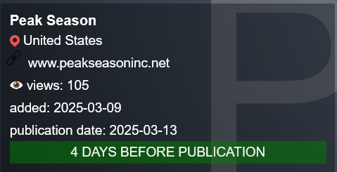 Peak Season Inc将victim降至PLAY勒索软件-xLab 威胁情报