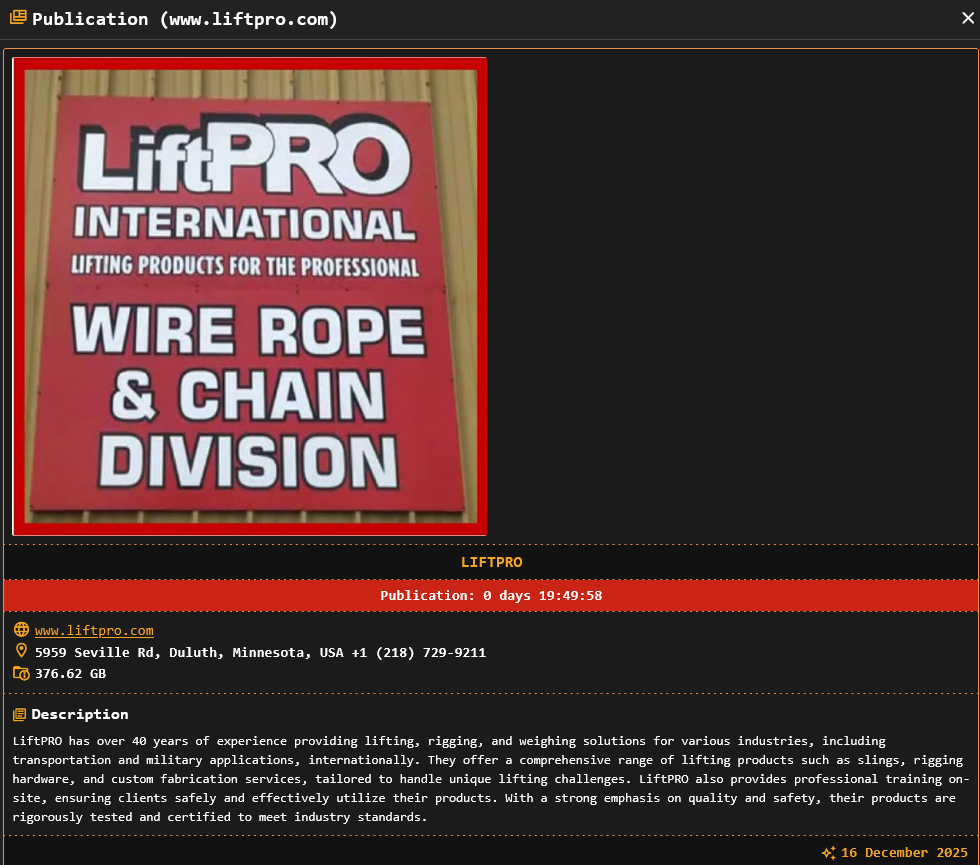 LiftPro victim落入Dragonforce勒索软件手中-xLab 威胁情报