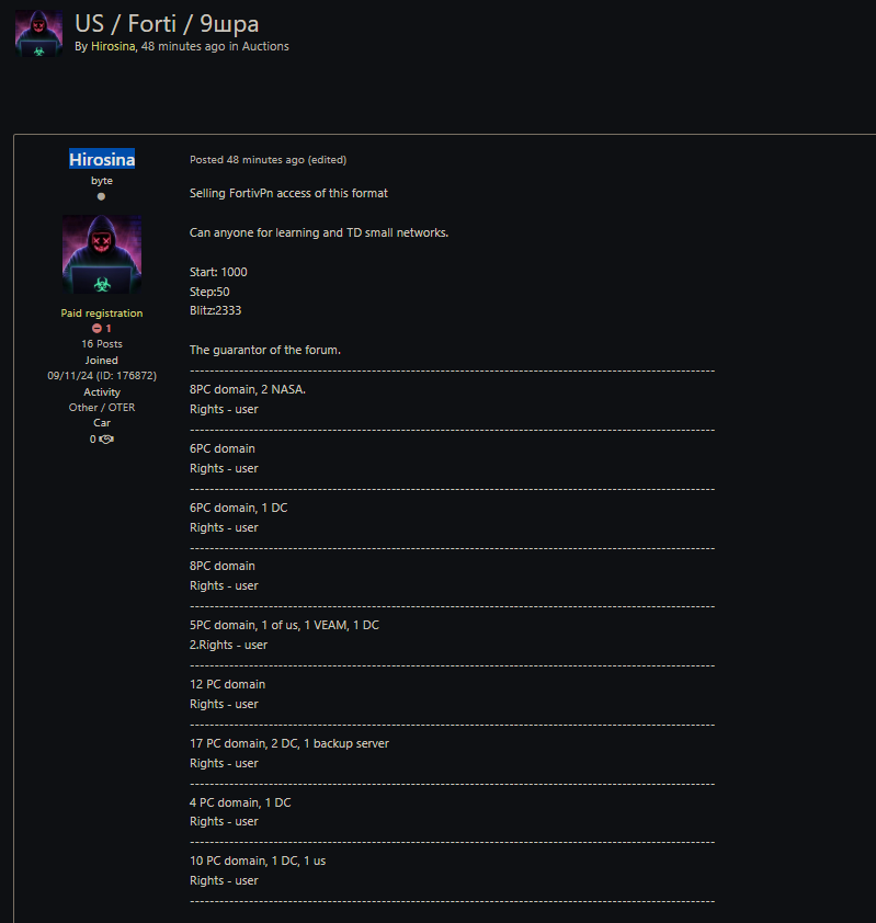 涉嫌向美国多个身份不明的组织出售Forti VPN访问权限-xLab 威胁情报