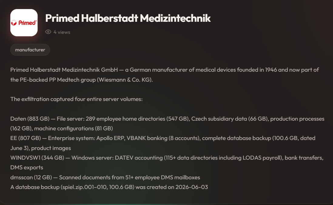 Primed Halberstadt Medizintechnik GmbH falls victim to Aur0ra ransomware-xLab 威胁情报