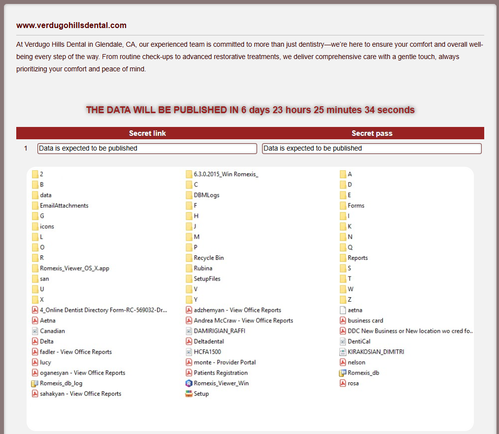 Verdugo Hills牙科集团成为Mydata/Alphalocker勒索软件的受害者-xLab 威胁情报