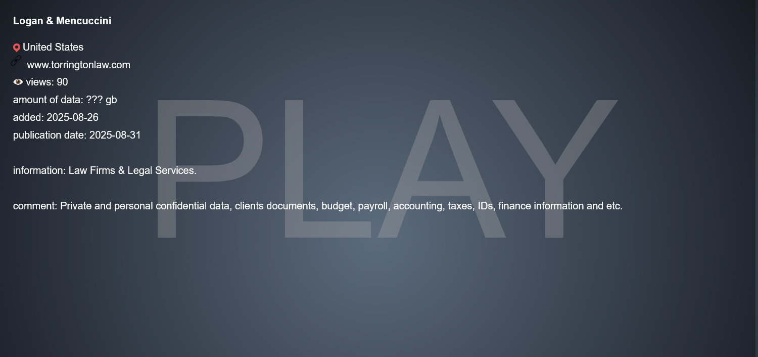 Logan&Mencuccini，LLC成为PLAY勒索软件的受害者-xLab 威胁情报