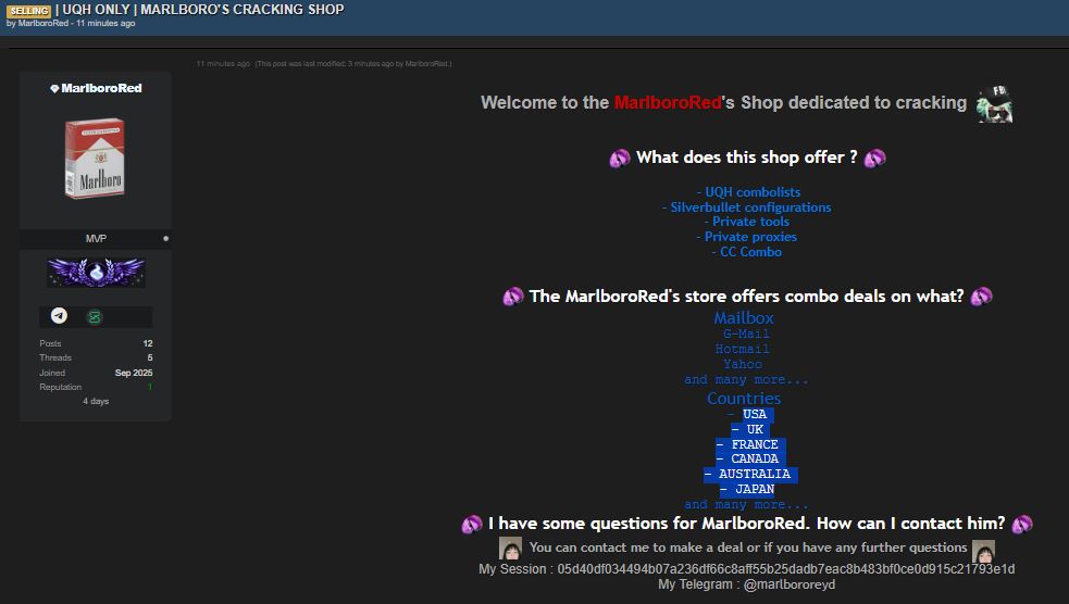 涉嫌出售多个国家的电子邮件-xLab 威胁情报