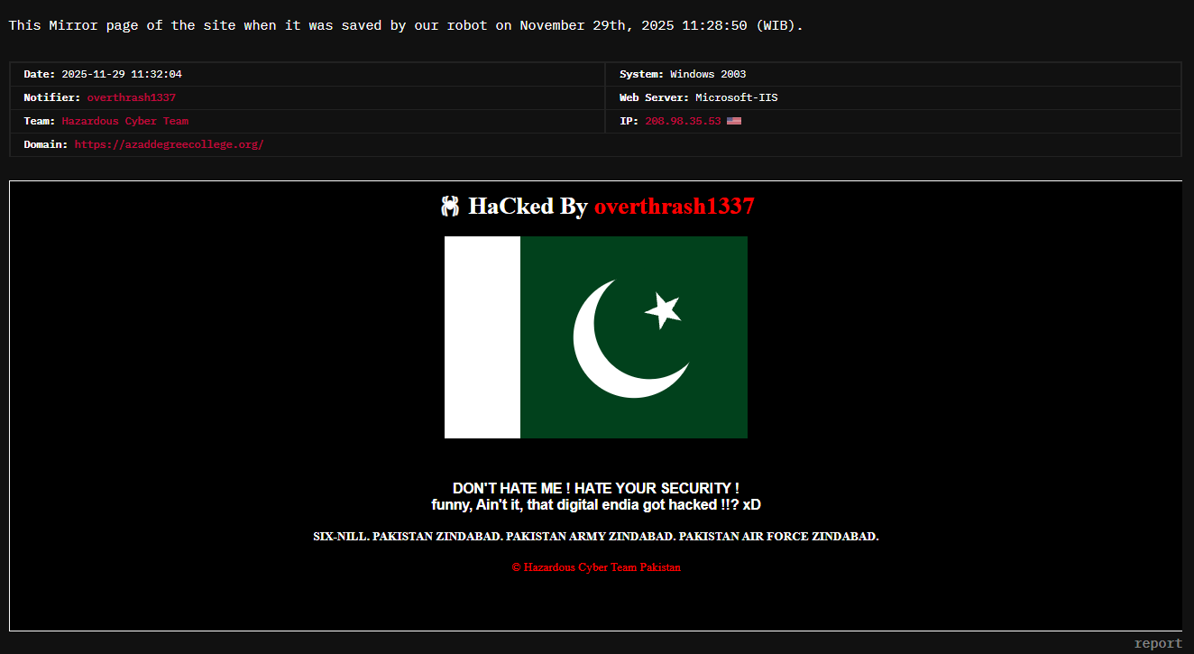 危险CYBER小组瞄准Azad学位学院网站-xLab 威胁情报