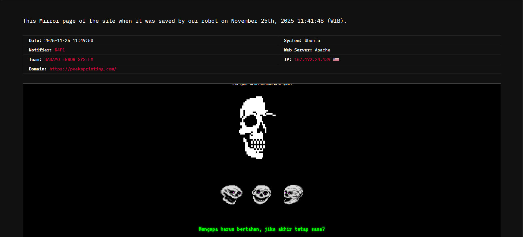 BABAYO EROR SYSTEM瞄准Peeks Printing网站-xLab 威胁情报