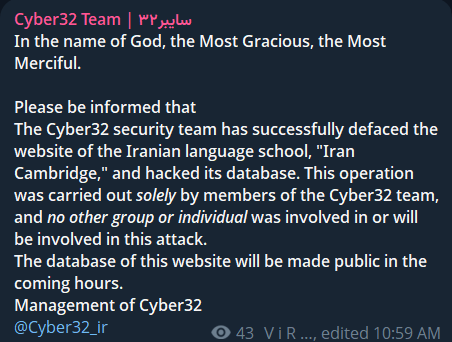 Alleged data breach of Iran Cambridge-xLab 威胁情报
