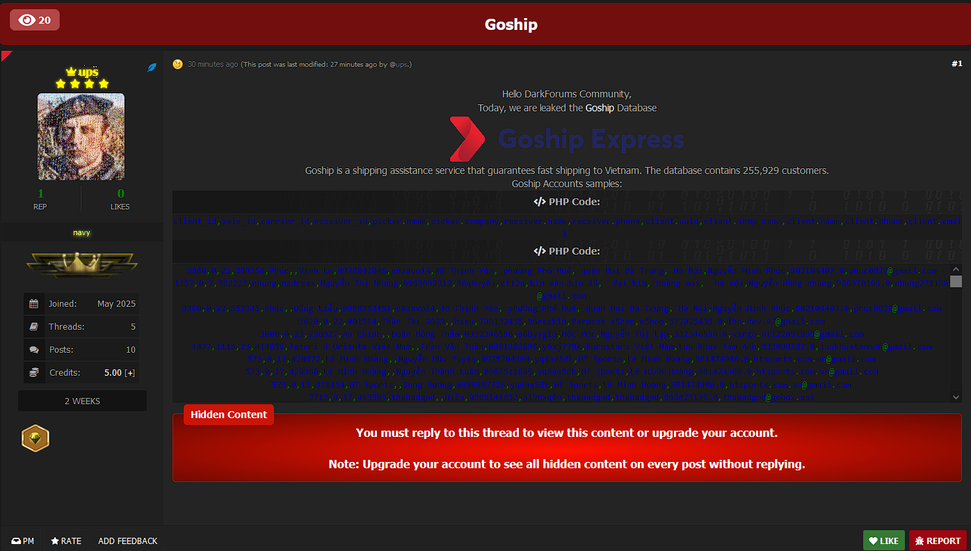 Goship Express涉嫌数据外泄-xLab 威胁情报